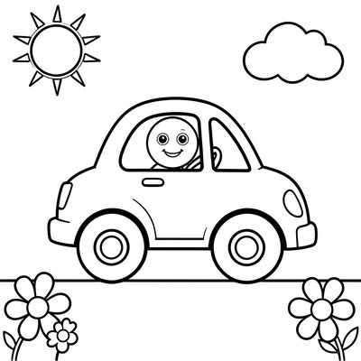 Kolorowanka — Auto z kierowcą
