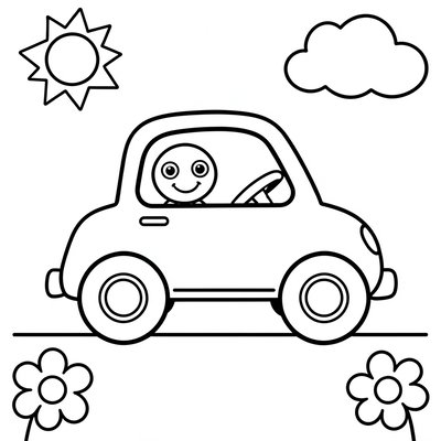 Kolorowanka — Auto z kierowcą