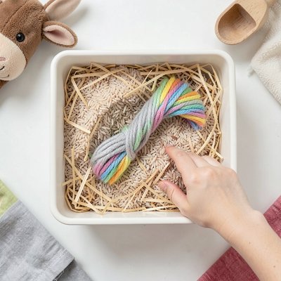 Pojemnik sensoryczny z ukrytym ogonem — zdjęcie z góry
