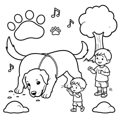 Kolorowanka — Pies ratowniczy w akcji