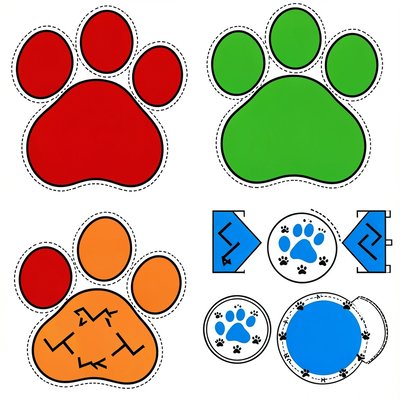 Szablony znaczników podłogowych — Łapki i strzałki