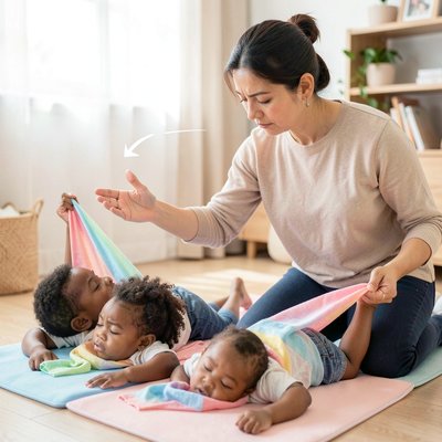 Chusteczki i oddech — ćwiczenie na macie