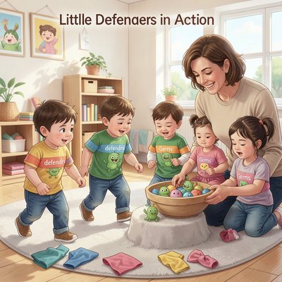 Scena zabawy: 'Mali Obrońcy w Akcji'