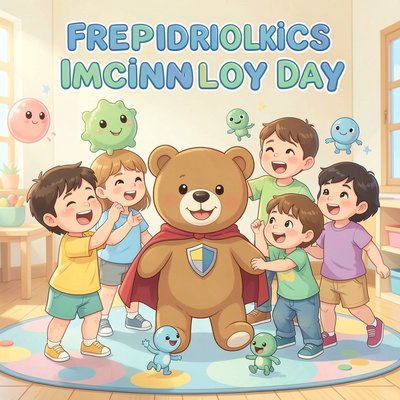 Plakat powitalny: Dzień Immunologii — Mali Obrońcy