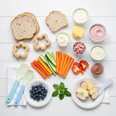 Flat lay składników — Przygotowanie stanowiska