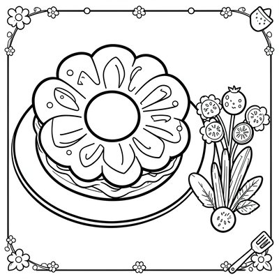 Strona do kolorowania — Kanapka-kwiat i bukiecik