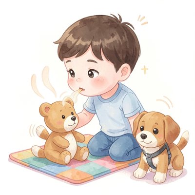 Ilustracja do ćwiczenia węchu — 'psik, psik'