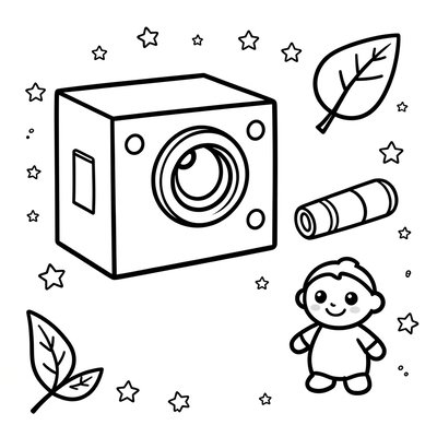 Kolorowanka — aparat otworkowy i zabawne elementy