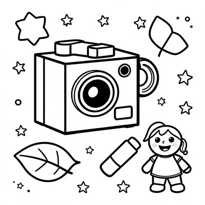Kolorowanka — aparat otworkowy i zabawne elementy