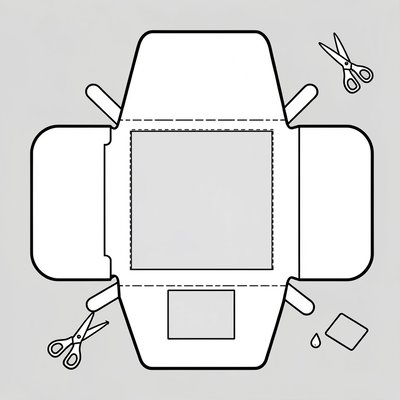 Szablon pudełka — rozkładówka do wycięcia i sklejenia
