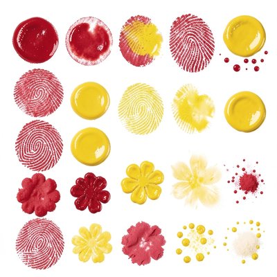 Tekstury stempli i odbitek farby palcowej