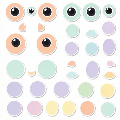 Arkusz elementów do przyklejenia — oczy i kółka