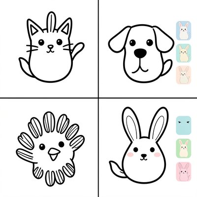 Szablony odcisków dłoni — kot, pies, ptak, królik