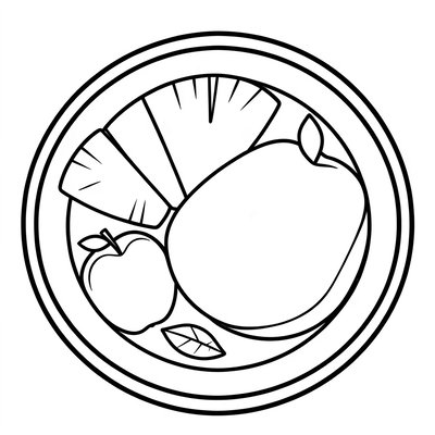 Kolorowanka: talerzyk z potrawą (kontury)