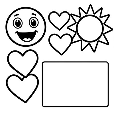 Proste kontury do kolorowania — twarze i serca