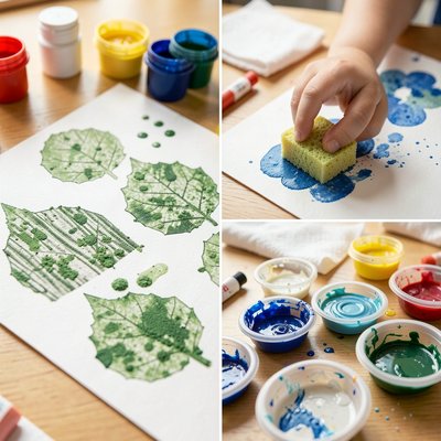 Wzory stempelków i odbić gąbkowych — zbliżenia