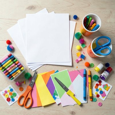 Zdjęcie materiałów - przybory przygotowane