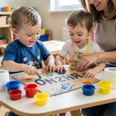 Malowanie palcami — dzieci tworzą literę