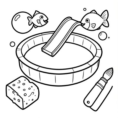 Kolorowanka: basen i zjeżdżalnia