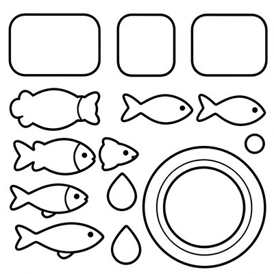 Szablony do wycięcia: zjeżdżalnie i rybki