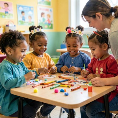 Dzieci podczas tworzenia: dekorowanie korony