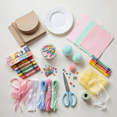 Flat-lay: materiały i przybory