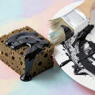 Detal sensoryczny: farba i gąbka