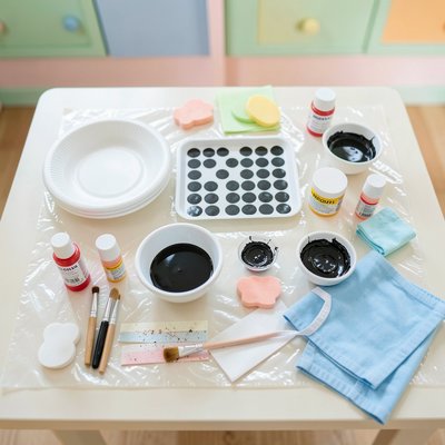 Stół z przygotowanymi materiałami