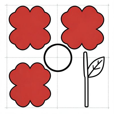 Szablon: Płatki i łodyżka do wycięcia