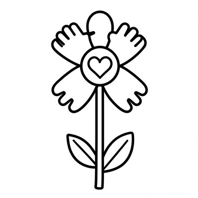 Kolorowanka: Kwiat z odcisków dłoni