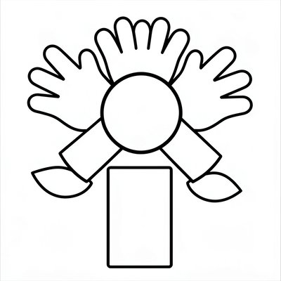 Szablon A4: rozmieszczenie odcisków dłoni - kwiat