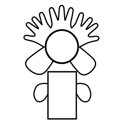 Szablon A4: rozmieszczenie odcisków dłoni - kwiat