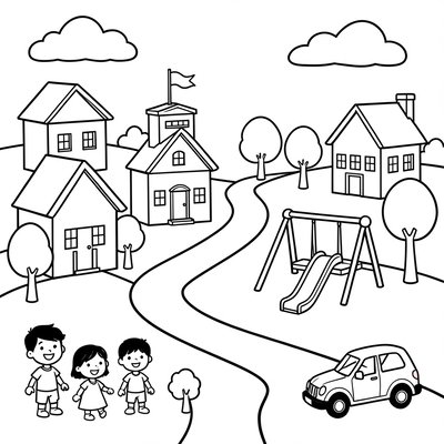 Kolorowanka — Miasteczko do pokolorowania