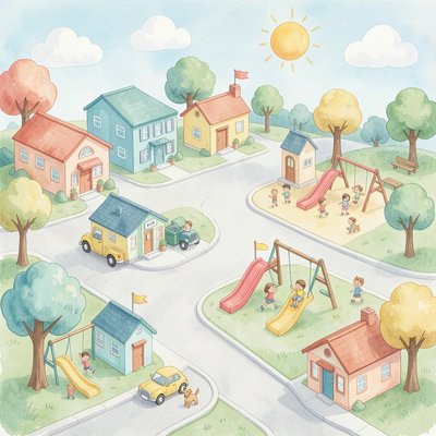 Plakat/ilustracja — Moje małe miasteczko (wystawa)