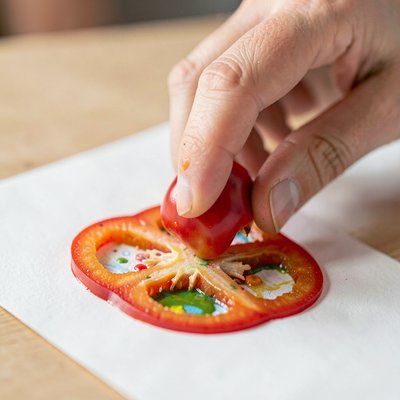 Demonstracja: ruch dociskania połówką papryki