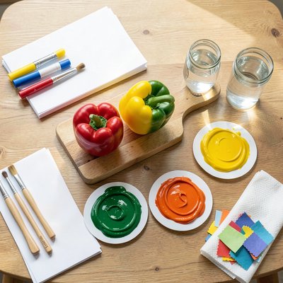 Zdjęcie przygotowanych materiałów na stoliku