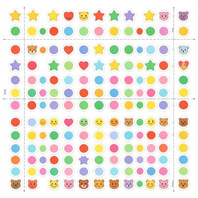 Arkusz naklejek: kolorowe kropki i znaczki