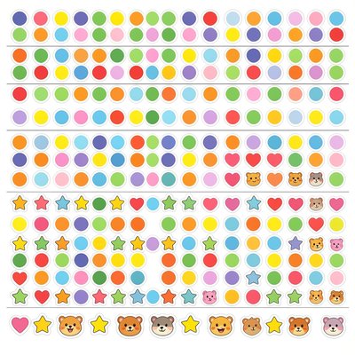 Arkusz naklejek: kolorowe kropki i znaczki