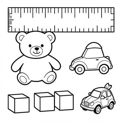 Kolorowanka: miarki i zabawki