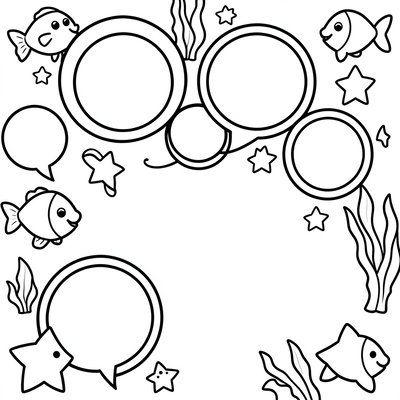 Kolorowanka — kontury baniek i morskich kształtów