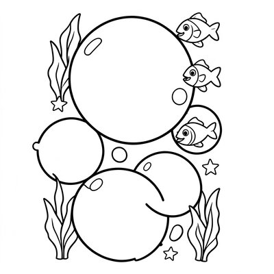 Kolorowanka — kontury baniek i morskich kształtów