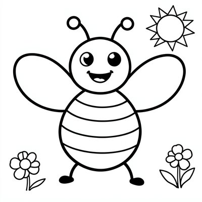 Kolorowanka — prosta pszczółka dla maluchów