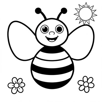 Kolorowanka — prosta pszczółka dla maluchów
