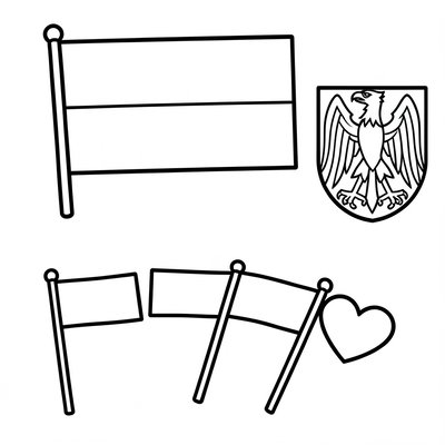 Kolorowanki: flaga i godło Polski