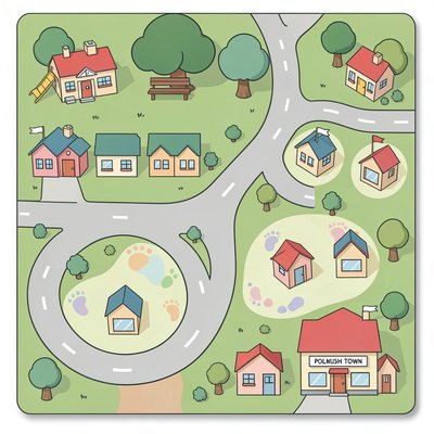 Scena z lotu ptaka: Polskie Miasteczko (mata do zabawy)