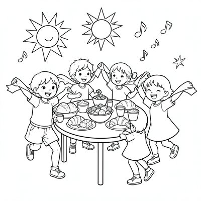 Kolorowanka — Śniadanie i taniec