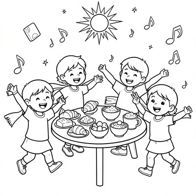 Kolorowanka — Śniadanie i taniec