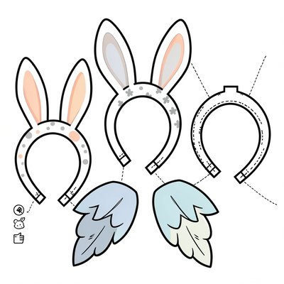 Szablony opasek z uszami (królik, mysz, ptak)