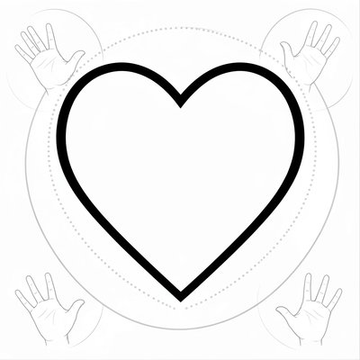 Szablon dużego serca na odciski rąk
