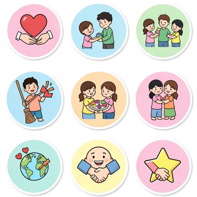 Zestaw naklejek ikon pomocniczych